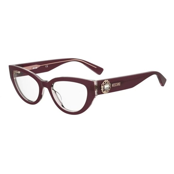 NEW MOSCHINO EYEGLASSES BURGUNDY CAT EYE WOMEN EYEWEAR MOSCHINO MOS631 0LHF 00